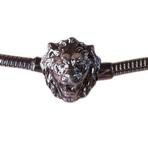 Vintage Y2K Anne Klein Lions Head Silver Metal Rope Belt